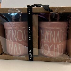 Rae Dunn New Buenos Dias Buenas Noches Ceramic Loop Lid Decor Canisters New.